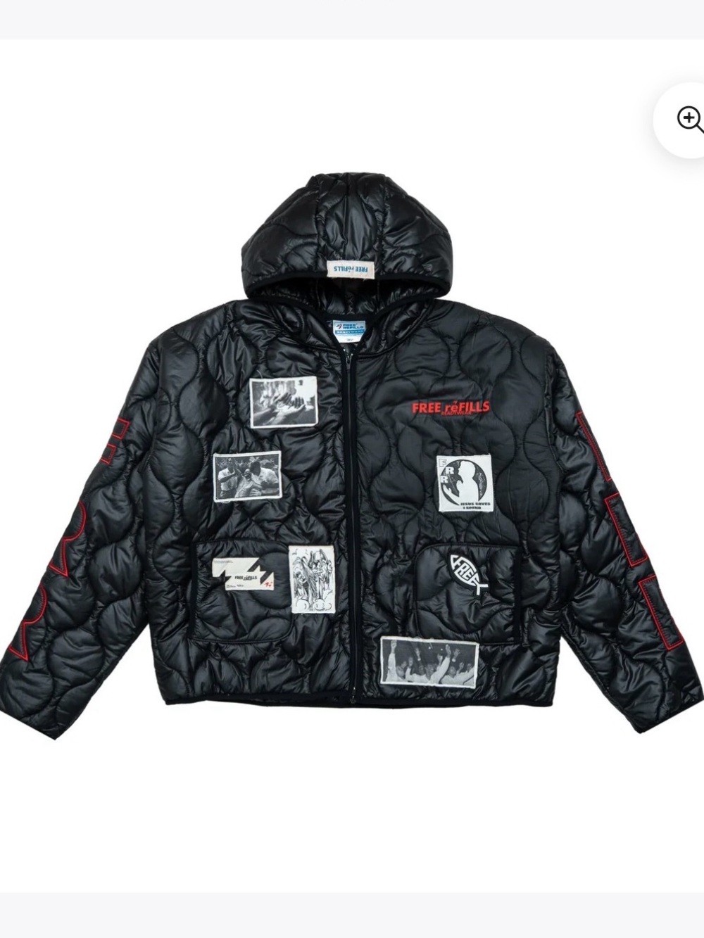 Free Refills Black Quilted Hooded Puffer Jacket